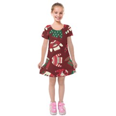 Ugly Sweater Wrapping Paper Kids  Short Sleeve Velvet Dress by artworkshop