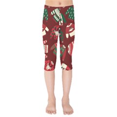 Ugly Sweater Wrapping Paper Kids  Capri Leggings  by artworkshop