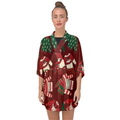 Ugly Sweater Wrapping Paper Half Sleeve Chiffon Kimono by artworkshop