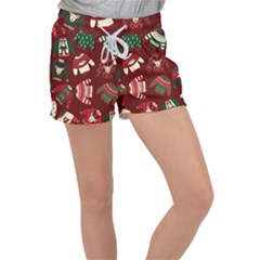 Ugly Sweater Wrapping Paper Women s Velour Lounge Shorts by artworkshop