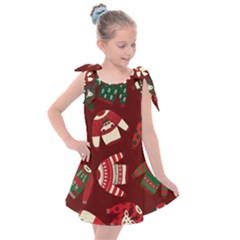 Ugly Sweater Wrapping Paper Kids  Tie Up Tunic Dress by artworkshop