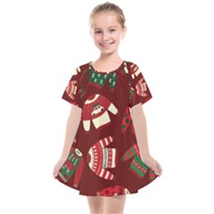 Ugly Sweater Wrapping Paper Kids  Smock Dress by artworkshop