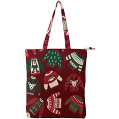 Ugly Sweater Wrapping Paper Double Zip Up Tote Bag by artworkshop