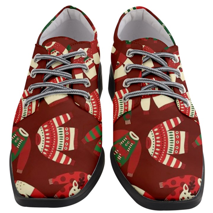 Ugly Sweater Wrapping Paper Women Heeled Oxford Shoes