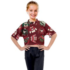 Ugly Sweater Wrapping Paper Kids Mock Neck T-shirt