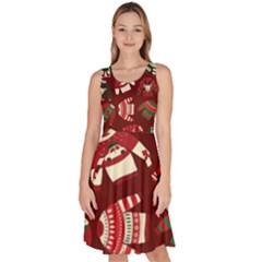 Ugly Sweater Wrapping Paper Knee Length Skater Dress With Pockets