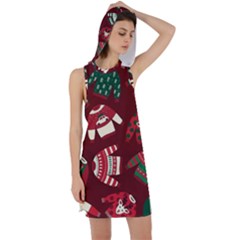 Ugly Sweater Wrapping Paper Racer Back Hoodie Dress