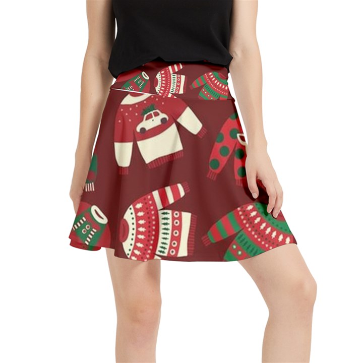 Ugly Sweater Wrapping Paper Waistband Skirt