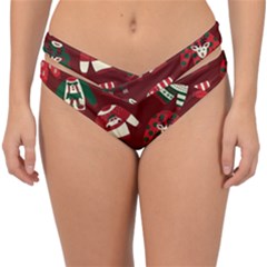 Ugly Sweater Wrapping Paper Double Strap Halter Bikini Bottoms