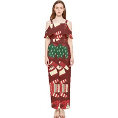 Ugly Sweater Wrapping Paper Draped Sleeveless Chiffon Jumpsuit