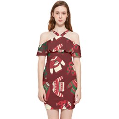 Ugly Sweater Wrapping Paper Shoulder Frill Bodycon Summer Dress