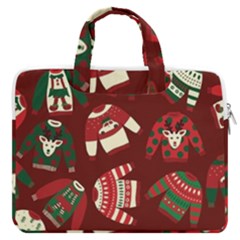 Ugly Sweater Wrapping Paper Macbook Pro 16  Double Pocket Laptop Bag 