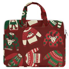 Ugly Sweater Wrapping Paper Macbook Pro 13  Double Pocket Laptop Bag