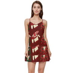 Ugly Sweater Wrapping Paper Short Frill Dress