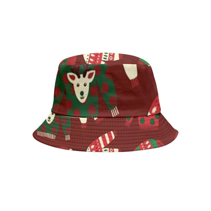 Ugly Sweater Wrapping Paper Inside Out Bucket Hat (Kids)