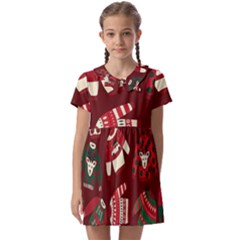 Ugly Sweater Wrapping Paper Kids  Asymmetric Collar Dress