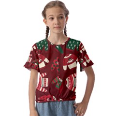 Ugly Sweater Wrapping Paper Kids  Cuff Sleeve Scrunch Bottom T-shirt