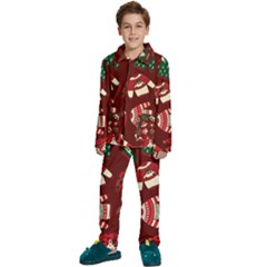 Ugly Sweater Wrapping Paper Kids  Long Sleeve Velvet Pajamas Set