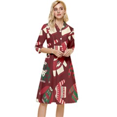 Ugly Sweater Wrapping Paper Classy Knee Length Dress