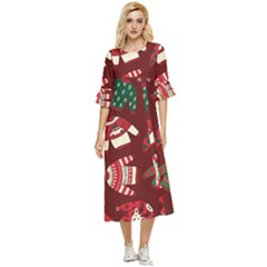 Ugly Sweater Wrapping Paper Double Cuff Midi Dress