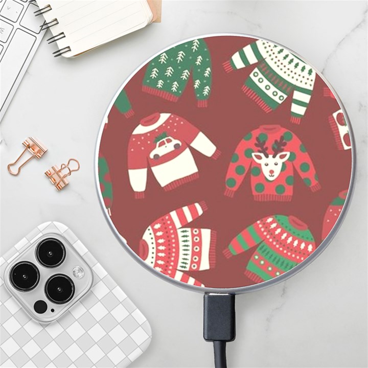 Ugly Sweater Wrapping Paper Wireless Fast Charger(White)