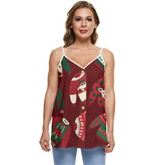 Ugly Sweater Wrapping Paper Casual Spaghetti Strap Chiffon Top