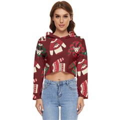 Ugly Sweater Wrapping Paper Women s Lightweight Cropped Hoodie