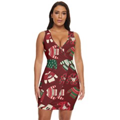 Ugly Sweater Wrapping Paper Draped Bodycon Dress