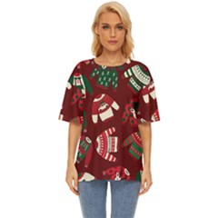 Ugly Sweater Wrapping Paper Oversized Basic T-shirt