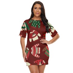 Ugly Sweater Wrapping Paper Just Threw It On Dress