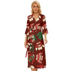 Ugly Sweater Wrapping Paper Midsummer Wrap Dress