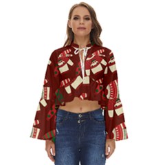 Ugly Sweater Wrapping Paper Boho Long Bell Sleeve Top