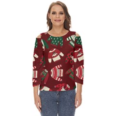 Ugly Sweater Wrapping Paper Cut Out Wide Sleeve Top