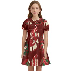 Ugly Sweater Wrapping Paper Kids  Bow Tie Puff Sleeve Dress