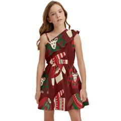 Ugly Sweater Wrapping Paper Kids  One Shoulder Party Dress by artworkshop