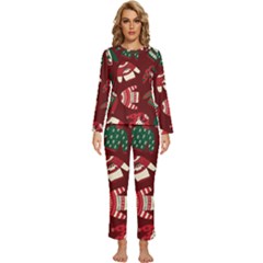 Ugly Sweater Wrapping Paper Womens  Long Sleeve Lightweight Pajamas Set