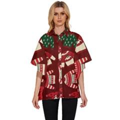 Ugly Sweater Wrapping Paper Women s Batwing Button Up Shirt