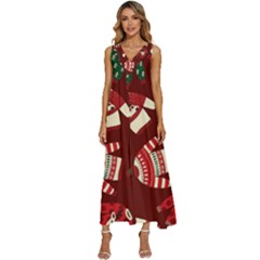 Ugly Sweater Wrapping Paper V-neck Sleeveless Loose Fit Overalls