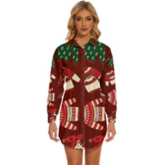 Ugly Sweater Wrapping Paper Womens Long Sleeve Shirt Dress