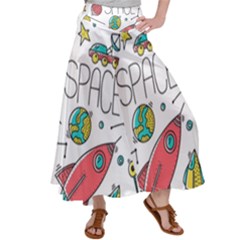 Space Cosmos Seamless Pattern Seamless Pattern Doodle Style Women s Satin Palazzo Pants by Hannah976