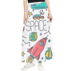 Space Cosmos Seamless Pattern Seamless Pattern Doodle Style Maxi Chiffon Skirt by Hannah976