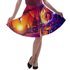 Far Future Human Colonization A-line Skater Skirt