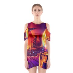 Far Future Human Colonization Shoulder Cutout One Piece Dress by Hannah976