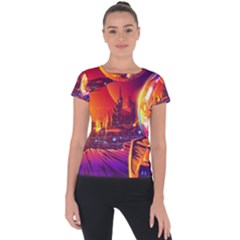 Far Future Human Colonization Short Sleeve Sports Top  by Hannah976