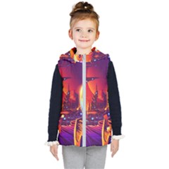 Far Future Human Colonization Kids  Hooded Puffer Vest by Hannah976