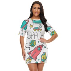 Space Cosmos Seamless Pattern Seamless Pattern Doodle Style Just Threw It On Dress by Hannah976