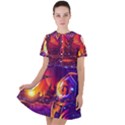 Far Future Human Colonization Short Sleeve Shoulder Cut Out Dress  View1