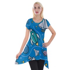 About Space Seamless Pattern Short Sleeve Side Drop Tunic by Hannah976