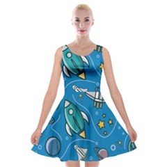 About Space Seamless Pattern Velvet Skater Dress by Hannah976