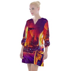 Far Future Human Colonization Open Neck Shift Dress by Hannah976